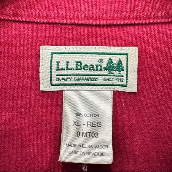 L.L. Bean Flannel Chamois Thick Button Shirt Sz XL regular fit warm Red - Picture 2 of 6